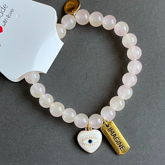 Charmze Stackable Stretch Soft Pink Imagine Beaded Bracelet NEW - Picture 4 of 4